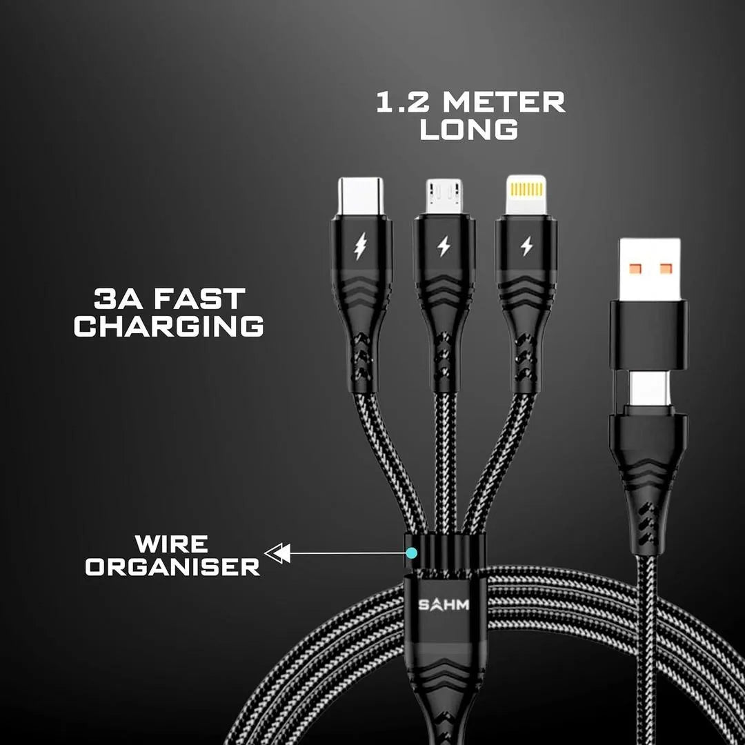 3 in 2 Fast Charger Cable 3.1A 65W